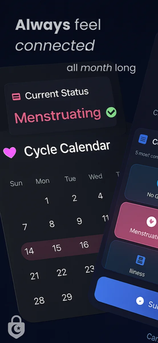 Women's health tracking with menstruation cycle calendar and Islamic excuses